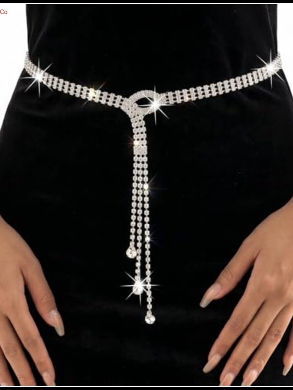 Rhinestone Chain Belt Silver Crystal Waist Belt for Dress